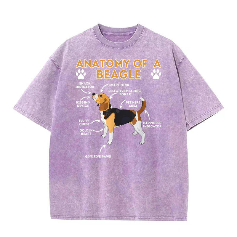 Anatomy Of A Beagle Funny Beagle Dog Lover Pet Owner Pure Cotton T-shirt For Man Oversized Art Graphic Clothing Printed