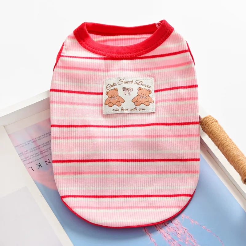 Cute Bear Dog Clothes for Small Dogs Summer Puppy T Shirt Pet Dog Vest Chihuahua Bichon Thin Hoodies with D-Ring Dog Apparels