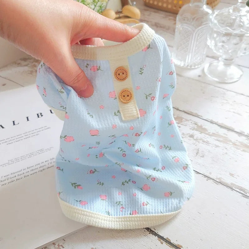 Cute Bear Dog Clothes for Small Dogs Summer Puppy T Shirt Pet Dog Vest Chihuahua Bichon Thin Hoodies with D-Ring Dog Apparels