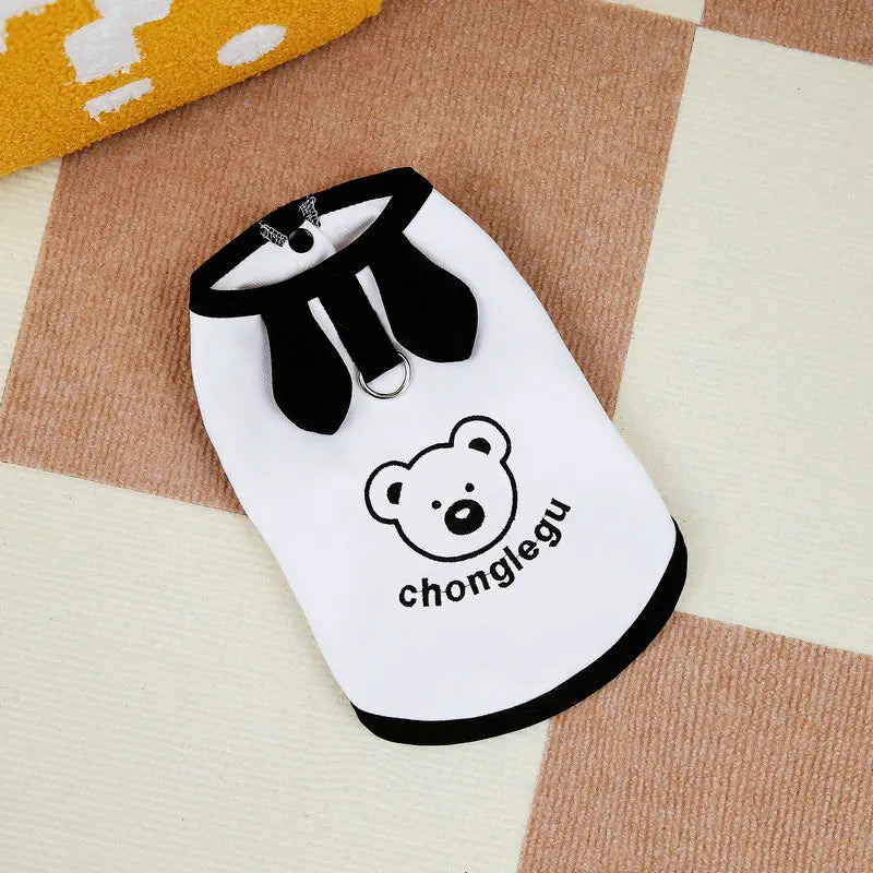 Vest for Dogs Pet Dog Clothes 2026 Cute Bear Print Summer Black White Puppy T-Shirt Dog Clothing Chihuahua Bichon Dog Apparel