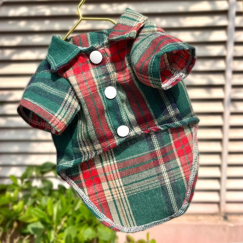 Classic Dog T-Shirt with D-Ring Fashion Dog Clothes Spring Puppy Coat Cute Plaid Cat Shirt Pet Costumes Bichon Frise Dog Apparel