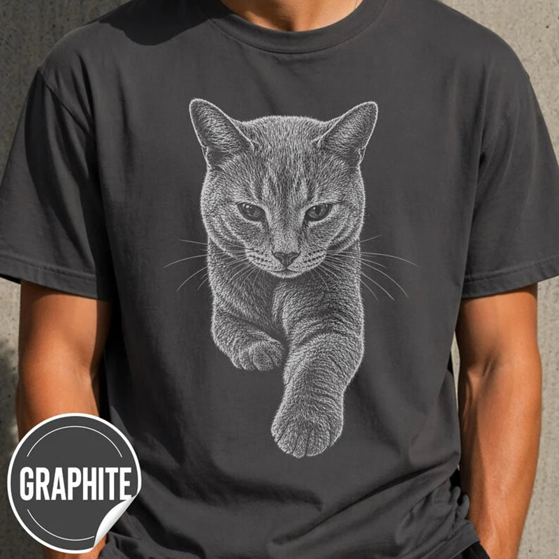 Custom Cat Portrait T Shirt Personalized Pet Memorial Design Short Sleeve Loose Comfort Daily Wear For Cat Lover