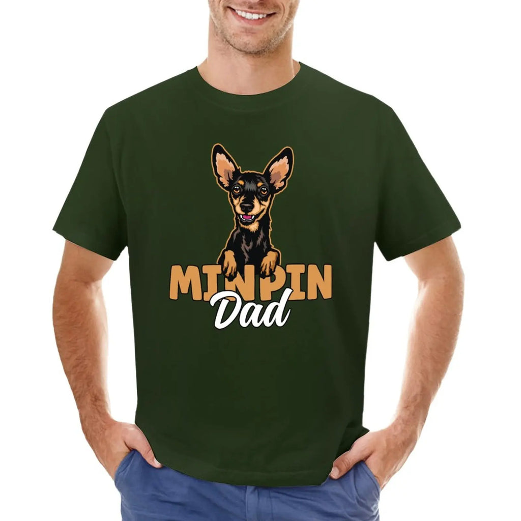 Min Pin Dad Miniature Pinscher Dog Dad Min Pin Father T-Shirt boys animal print shirt tops mens funny t shirts