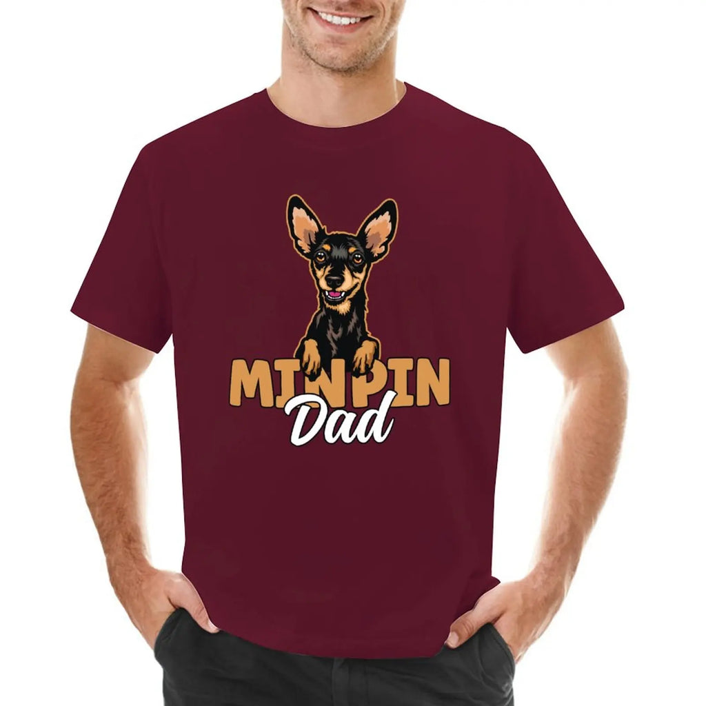 Min Pin Dad Miniature Pinscher Dog Dad Min Pin Father T-Shirt boys animal print shirt tops mens funny t shirts