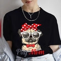 Pug Mom Print T-Shirt Women'S Clothing Funny Cartoon Tee Tshirt Femme Dog Lover T Shirt Female Harajuku Tee Shirt Streetwear Y2k