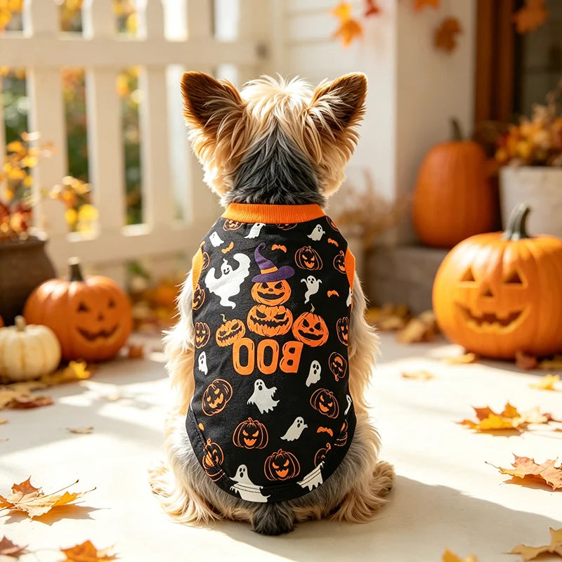 Halloween Dog Clothes for Small Dogs, Soft and Breathable Puppy Kitten Dog Shirts for Pet Cats, Dogs' T-Shirts Apparel Sleeveles