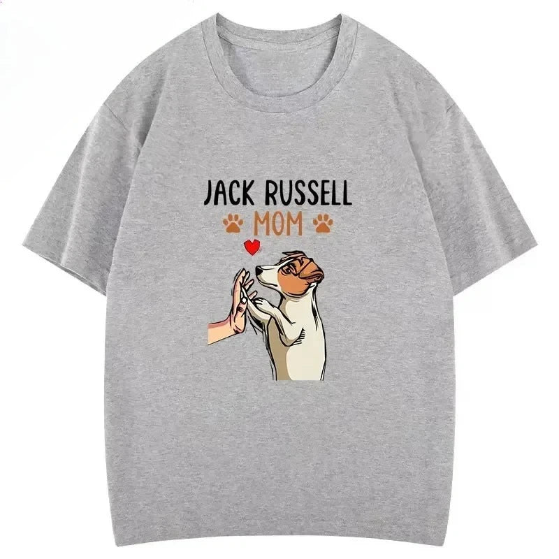Jack Russell Terrier Mom Cute Dog Mama T-Shirt Funny Printed Blouse Women Clothing Creative Popular Aesthetics Tops Personality