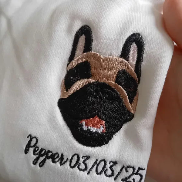 Personalized Pet Embroidery Shirt, Pet Outline Sweatshirt, Custom Pet T-shirt, Embroidered Pet Photo, Dog Mom Sweater, Dog Lover