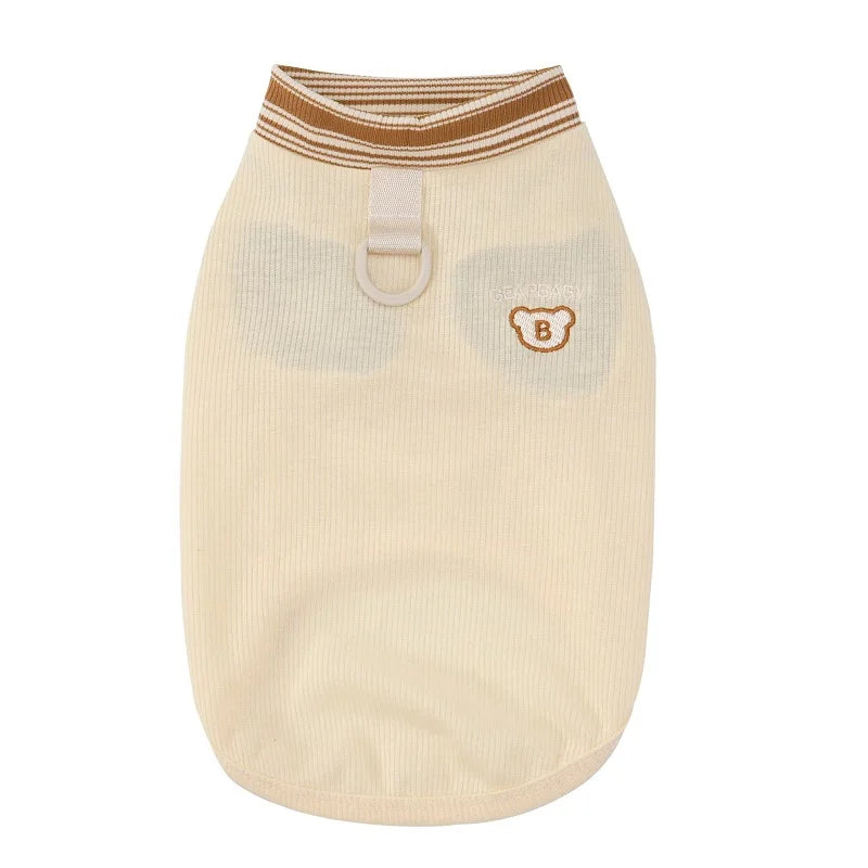 Cute Bear Dog Clothes for Small Dogs Summer Puppy T Shirt Pet Dog Vest Chihuahua Bichon Thin Hoodies with D-Ring Dog Apparels
