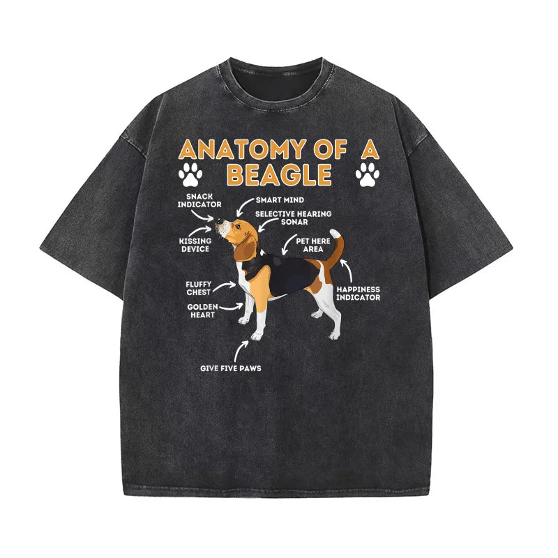 Anatomy Of A Beagle Funny Beagle Dog Lover Pet Owner Pure Cotton T-shirt For Man Oversized Art Graphic Clothing Printed