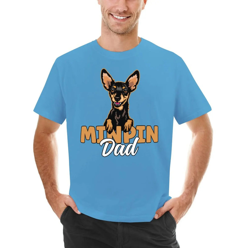 Min Pin Dad Miniature Pinscher Dog Dad Min Pin Father T-Shirt boys animal print shirt tops mens funny t shirts