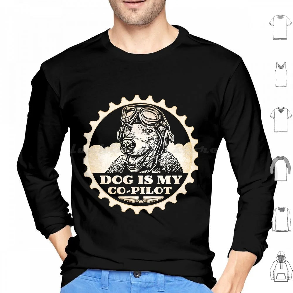 Dog Is My Co-Pilot Hoodies Long Sleeve Dog Airplane Animal Dog Lover Dogs Humor I Love Dog I Love Dogs Love Dogs Pet Pet