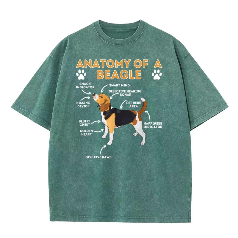 Anatomy Of A Beagle Funny Beagle Dog Lover Pet Owner Pure Cotton T-shirt For Man Oversized Art Graphic Clothing Printed