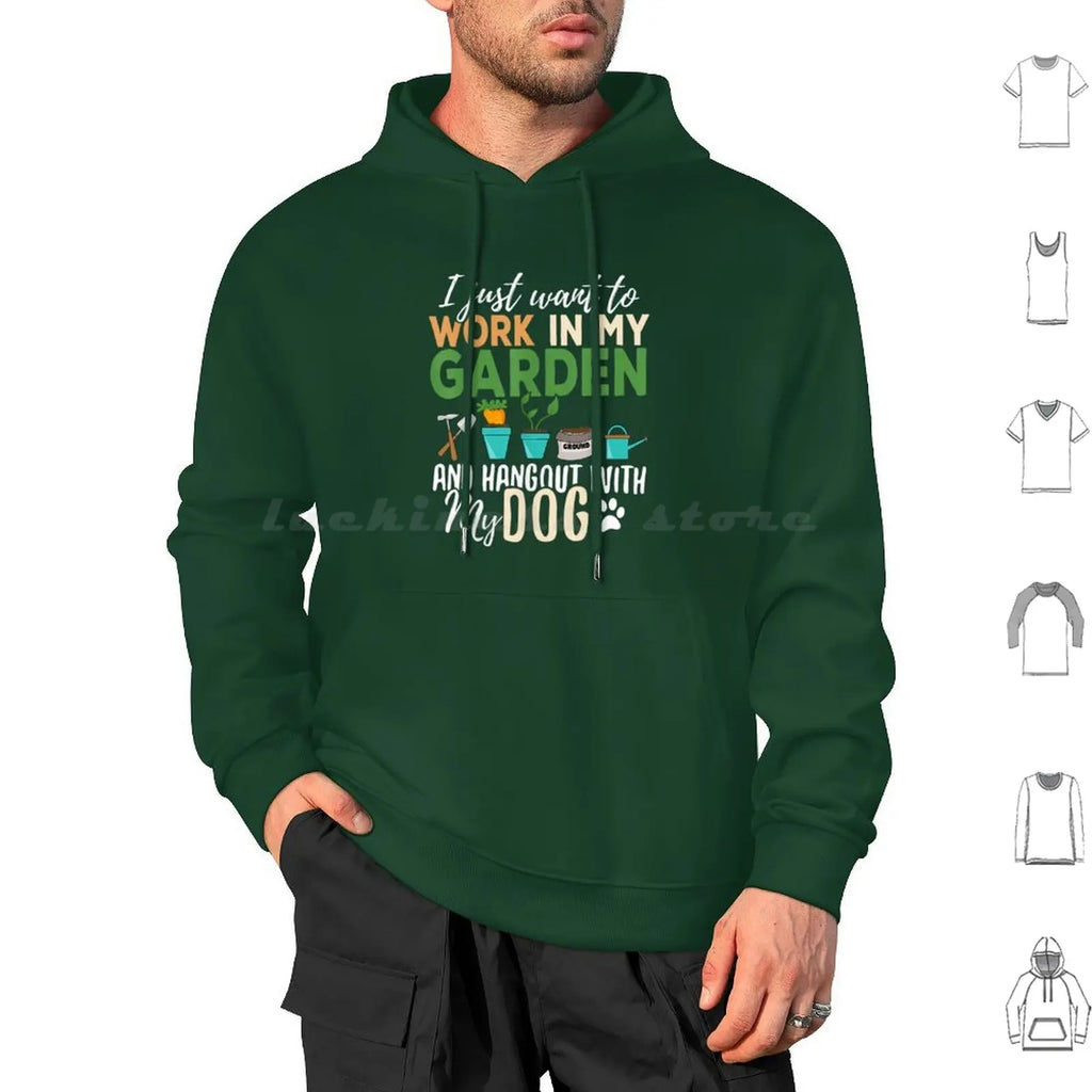 Gardening Dog Lover Gardener Garden Pet Gift Plants Hoodie Cotton Long Sleeve Ice Hockey Hockey Penalty Box Funny Humor