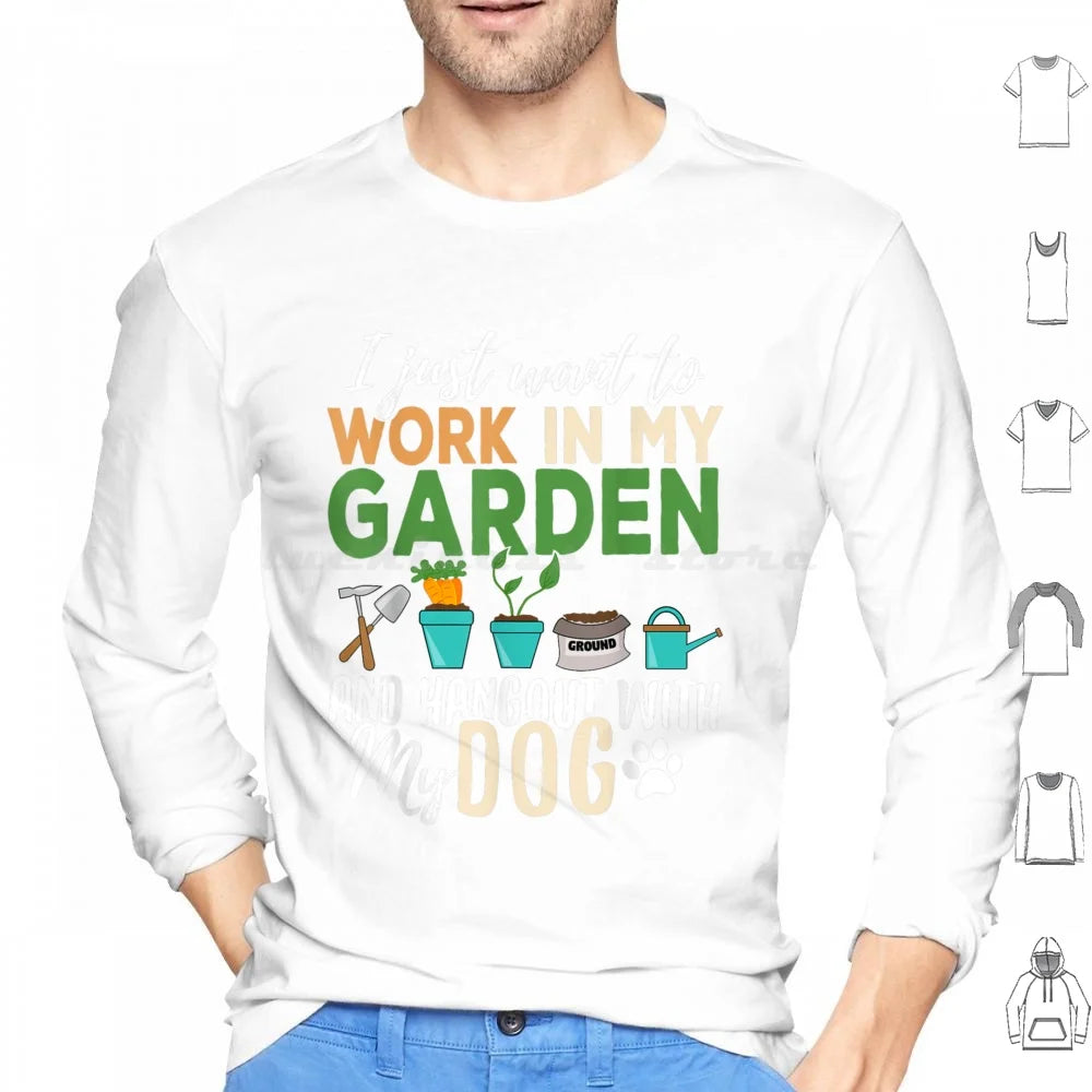 Gardening Dog Lover Gardener Garden Pet Gift Plants Hoodie Cotton Long Sleeve Ice Hockey Hockey Penalty Box Funny Humor