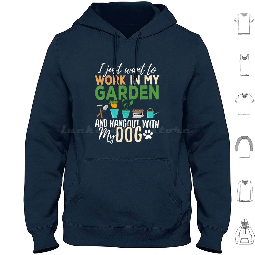 Gardening Dog Lover Gardener Garden Pet Gift Plants Hoodie Cotton Long Sleeve Ice Hockey Hockey Penalty Box Funny Humor