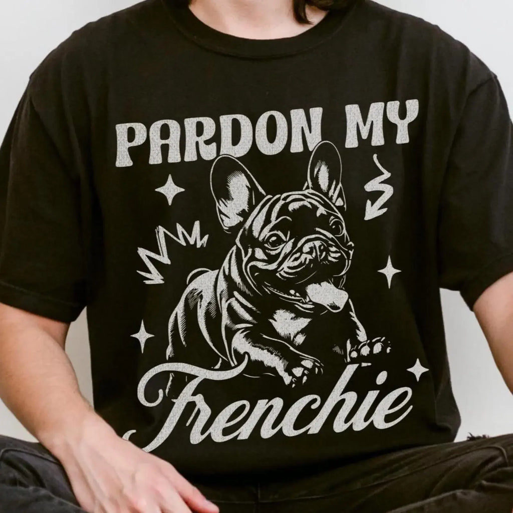 Pardon My Frenchie Vintage Funny French Bulldog T Shirt Mom Dad for Dog Lover Casual vintage Washed Slightly