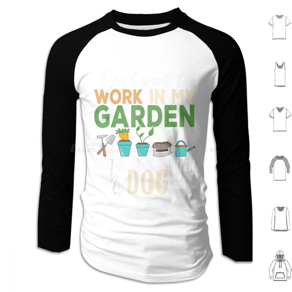 Gardening Dog Lover Gardener Garden Pet Gift Plants Hoodie Cotton Long Sleeve Ice Hockey Hockey Penalty Box Funny Humor