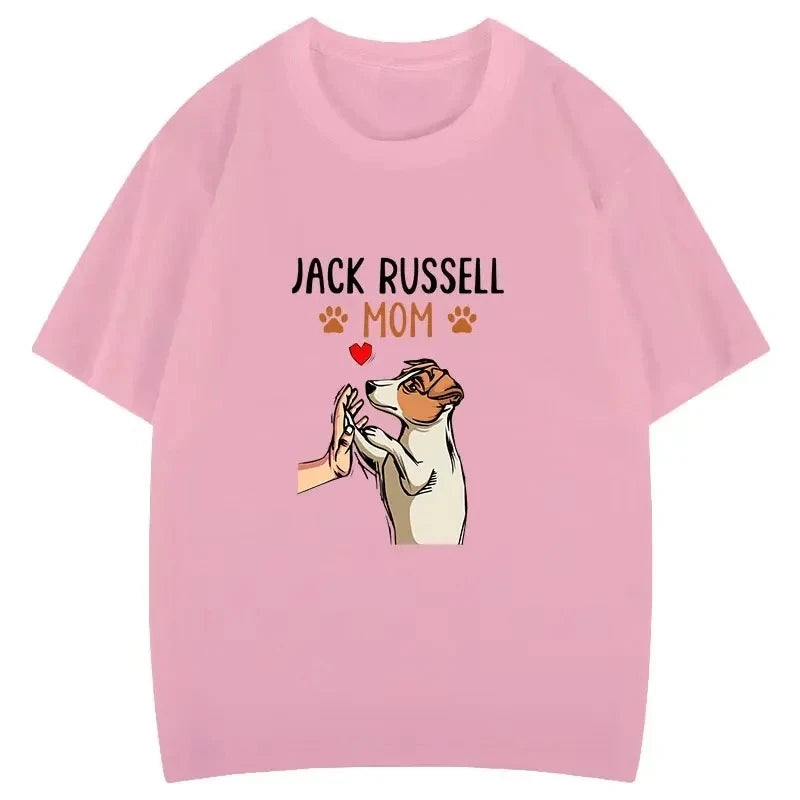 Jack Russell Terrier Mom Cute Dog Mama T-Shirt Funny Printed Blouse Women Clothing Creative Popular Aesthetics Tops Personality