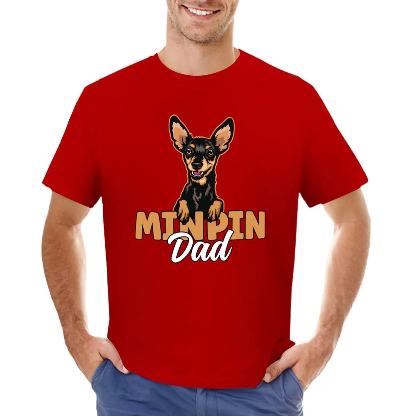 Min Pin Dad Miniature Pinscher Dog Dad Min Pin Father T-Shirt boys animal print shirt tops mens funny t shirts
