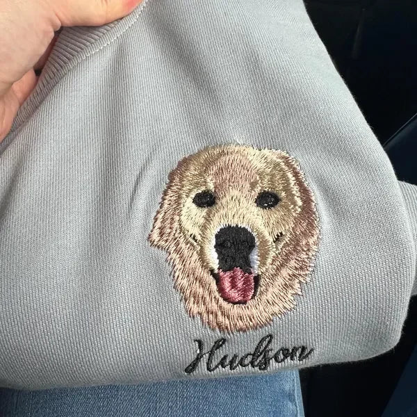Personalized Pet Embroidery Shirt, Pet Outline Sweatshirt, Custom Pet T-shirt, Embroidered Pet Photo, Dog Mom Sweater, Dog Lover