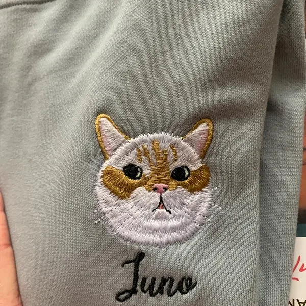 Personalized Pet Embroidery Shirt, Pet Outline Sweatshirt, Custom Pet T-shirt, Embroidered Pet Photo, Dog Mom Sweater, Dog Lover