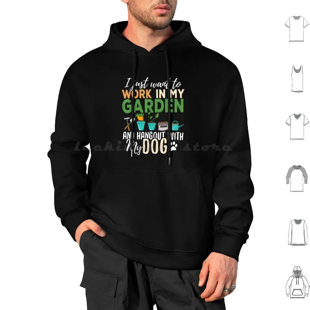 Gardening Dog Lover Gardener Garden Pet Gift Plants Hoodie Cotton Long Sleeve Ice Hockey Hockey Penalty Box Funny Humor