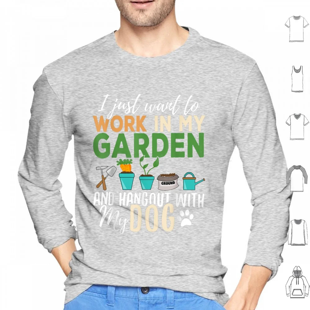 Gardening Dog Lover Gardener Garden Pet Gift Plants Hoodie Cotton Long Sleeve Ice Hockey Hockey Penalty Box Funny Humor