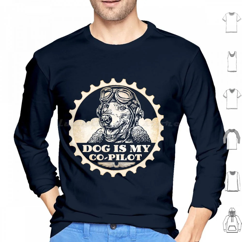 Dog Is My Co-Pilot Hoodies Long Sleeve Dog Airplane Animal Dog Lover Dogs Humor I Love Dog I Love Dogs Love Dogs Pet Pet