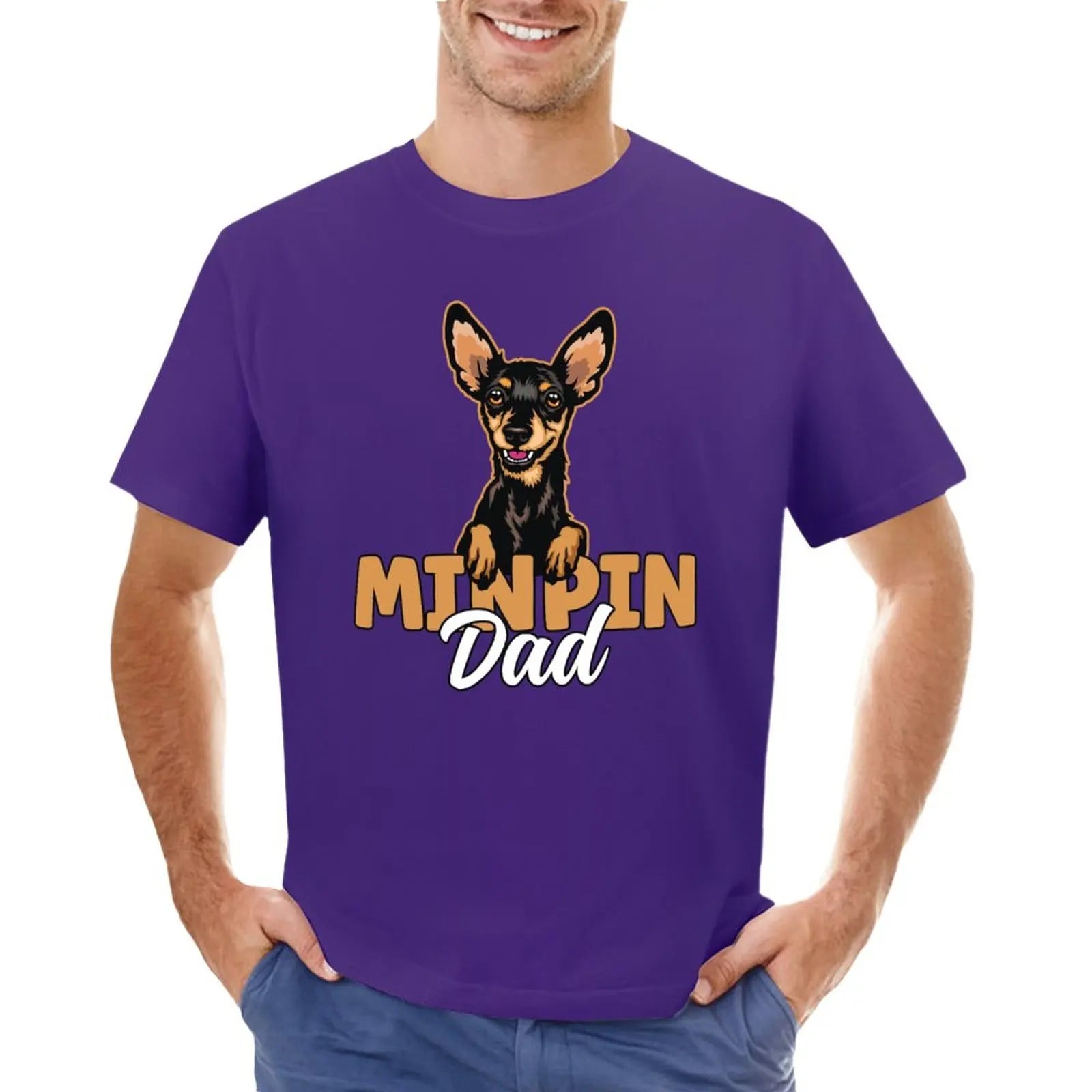 Min Pin Dad Miniature Pinscher Dog Dad Min Pin Father T-Shirt boys animal print shirt tops mens funny t shirts