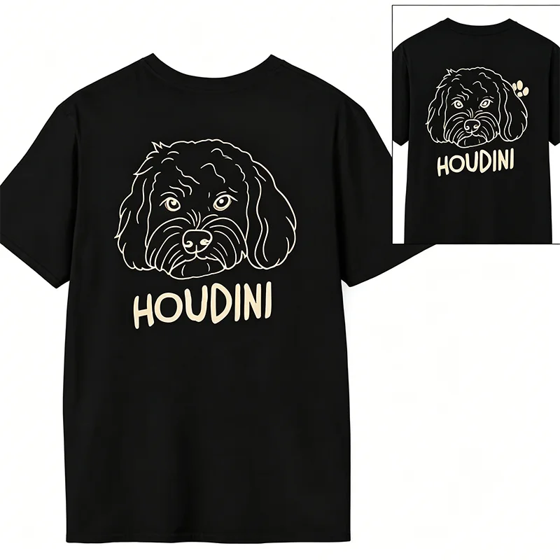 Custom Pet Shirt Custom Dog Portrait T-Shirt Personalized Pet Name Print Tee Cute Paw Graphic Casual Cotton Top for Dog Lovers