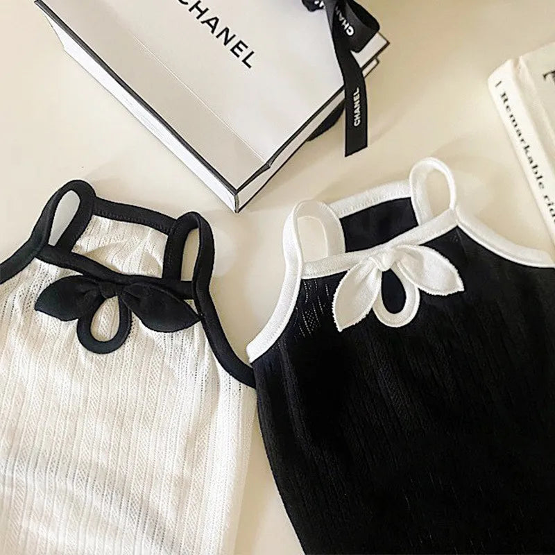 Vest for Dogs Pet Dog Clothes 2026 Cute Bear Print Summer Black White Puppy T-Shirt Dog Clothing Chihuahua Bichon Dog Apparel