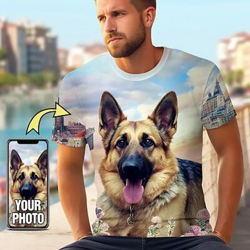 Custom Pet T Shirt for Men Design Your Photo Custom Personalized 3d All Over Print T-shirt Running Tee Custom Gifts Abstract Men