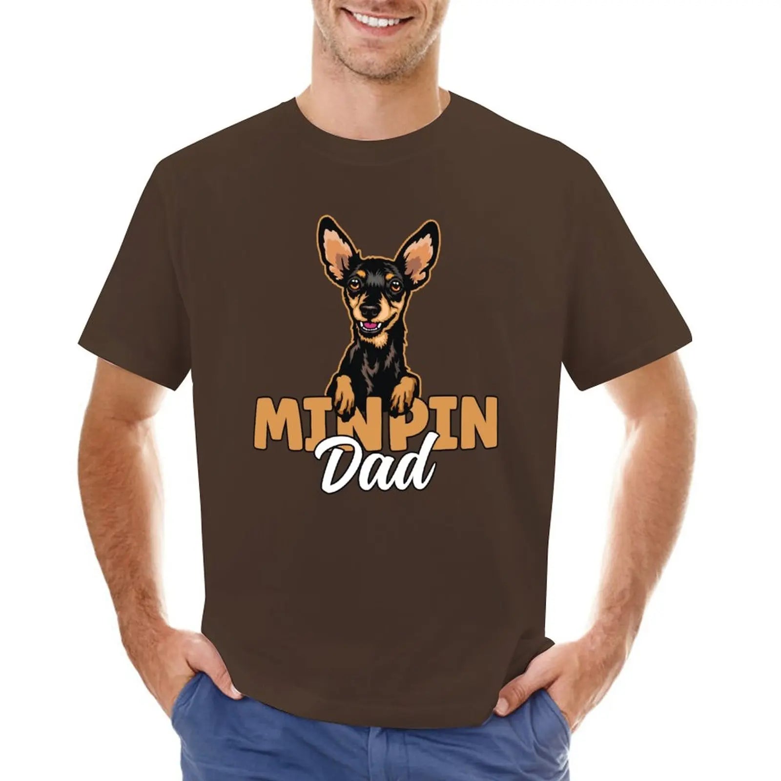 Min Pin Dad Miniature Pinscher Dog Dad Min Pin Father T-Shirt boys animal print shirt tops mens funny t shirts