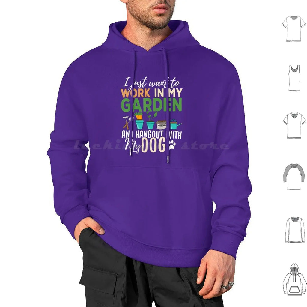 Gardening Dog Lover Gardener Garden Pet Gift Plants Hoodie Cotton Long Sleeve Ice Hockey Hockey Penalty Box Funny Humor