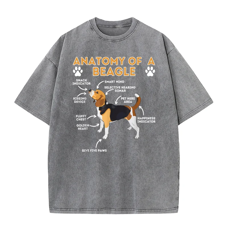 Anatomy Of A Beagle Funny Beagle Dog Lover Pet Owner Pure Cotton T-shirt For Man Oversized Art Graphic Clothing Printed