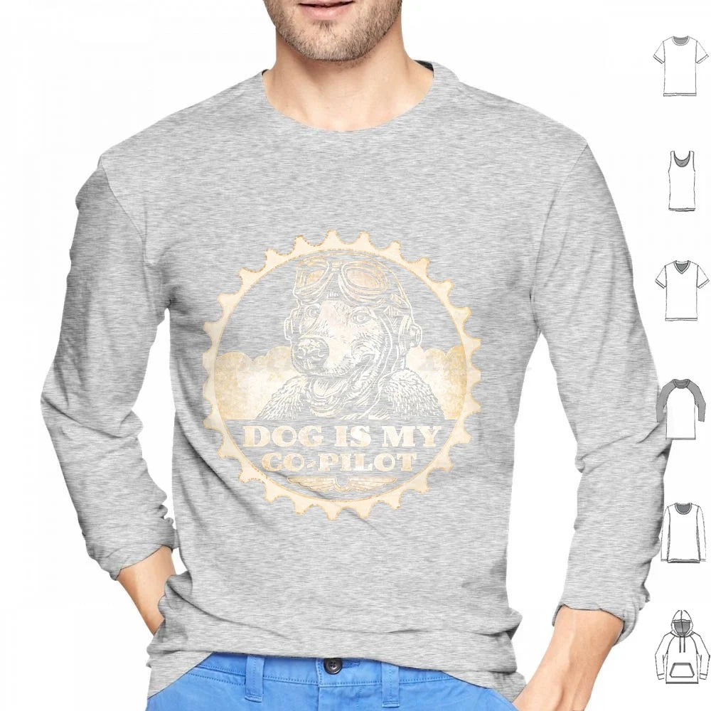 Dog Is My Co-Pilot Hoodies Long Sleeve Dog Airplane Animal Dog Lover Dogs Humor I Love Dog I Love Dogs Love Dogs Pet Pet