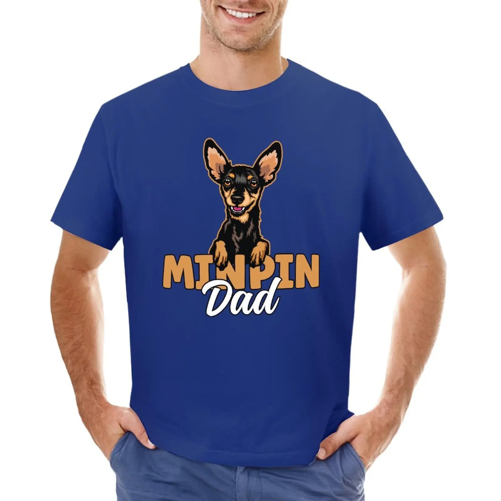 Min Pin Dad Miniature Pinscher Dog Dad Min Pin Father T-Shirt boys animal print shirt tops mens funny t shirts