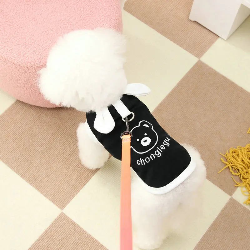 Vest for Dogs Pet Dog Clothes 2026 Cute Bear Print Summer Black White Puppy T-Shirt Dog Clothing Chihuahua Bichon Dog Apparel
