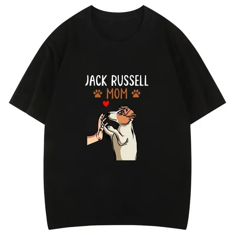 Jack Russell Terrier Mom Cute Dog Mama T-Shirt Funny Printed Blouse Women Clothing Creative Popular Aesthetics Tops Personality