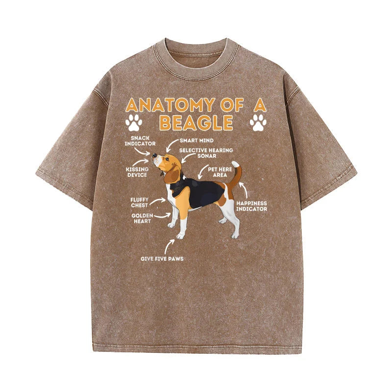 Anatomy Of A Beagle Funny Beagle Dog Lover Pet Owner Pure Cotton T-shirt For Man Oversized Art Graphic Clothing Printed