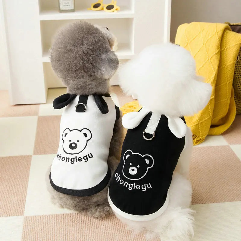 Vest for Dogs Pet Dog Clothes 2026 Cute Bear Print Summer Black White Puppy T-Shirt Dog Clothing Chihuahua Bichon Dog Apparel