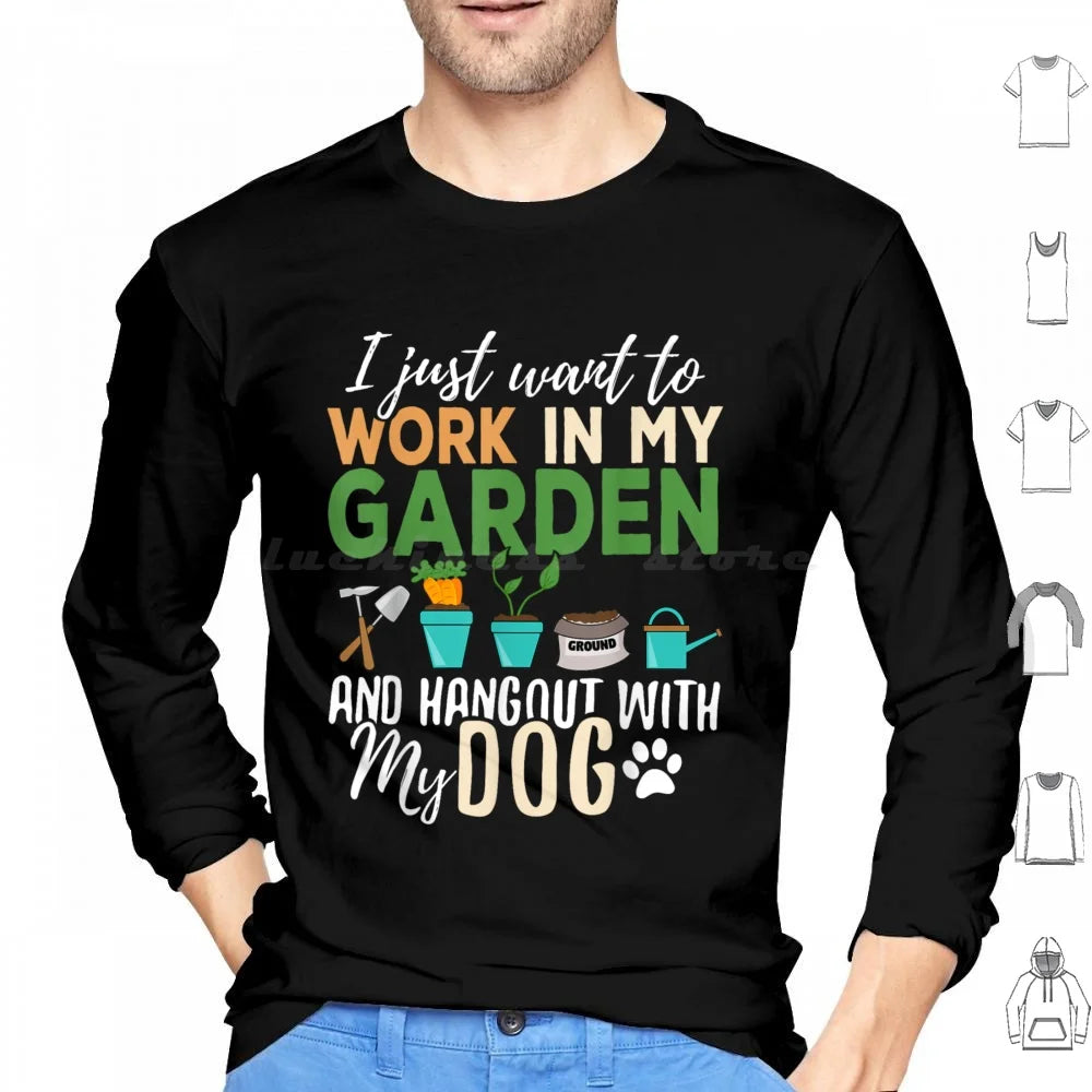 Gardening Dog Lover Gardener Garden Pet Gift Plants Hoodie Cotton Long Sleeve Ice Hockey Hockey Penalty Box Funny Humor