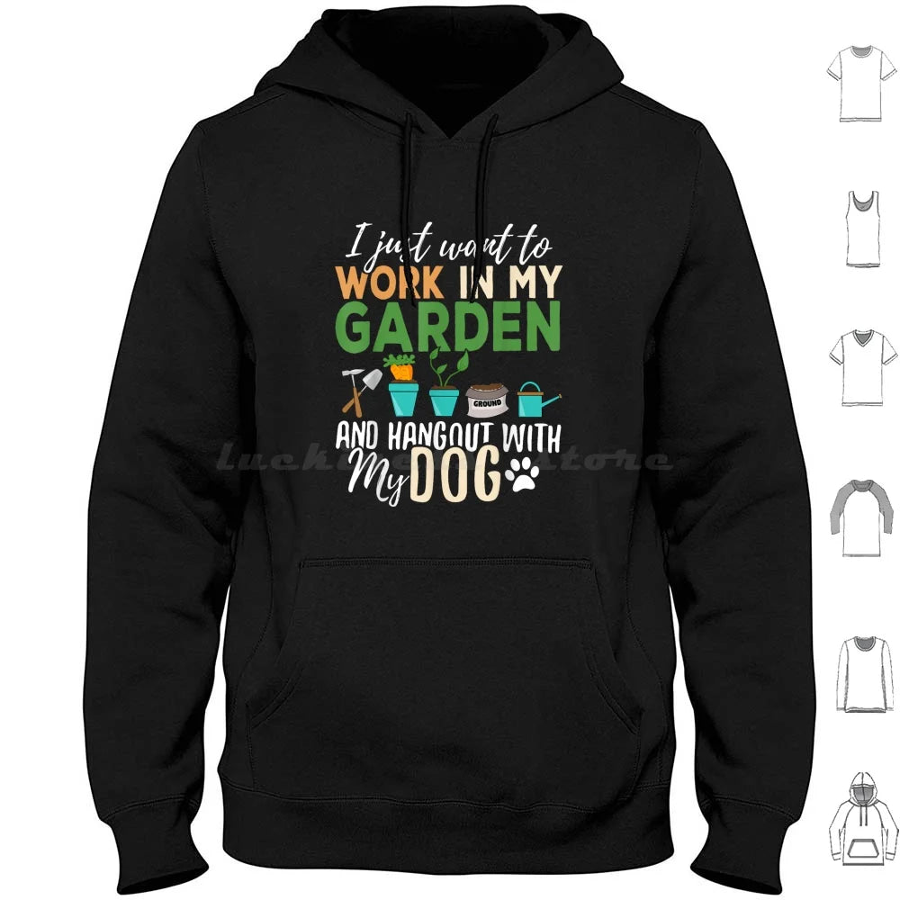 Gardening Dog Lover Gardener Garden Pet Gift Plants Hoodie Cotton Long Sleeve Ice Hockey Hockey Penalty Box Funny Humor