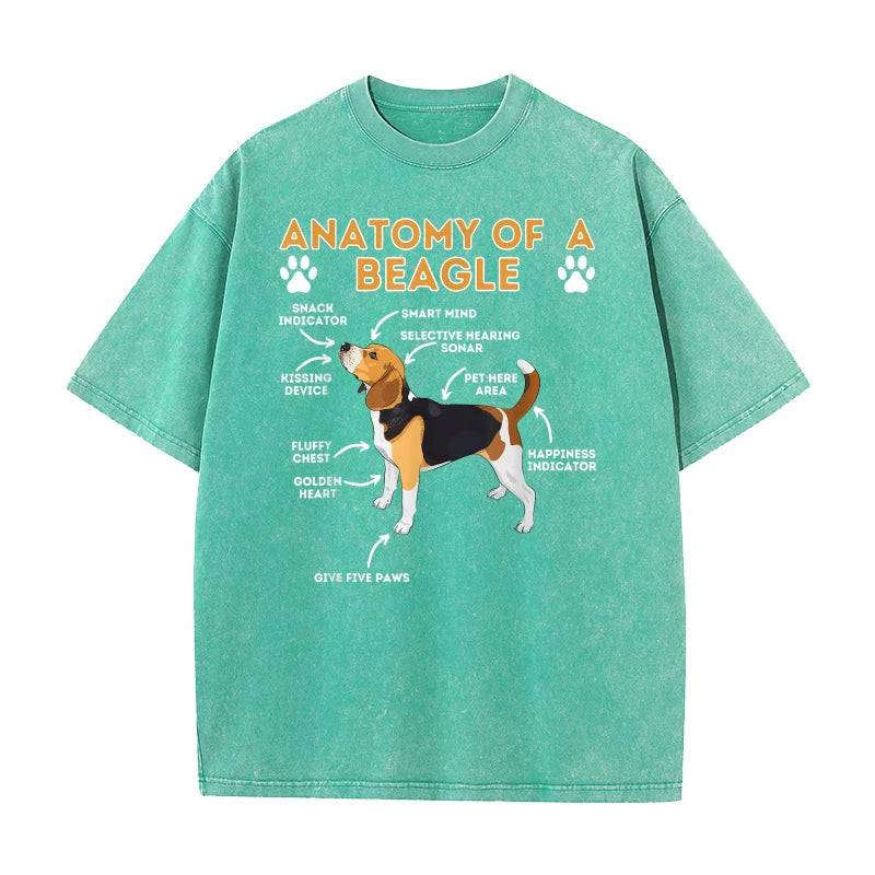 Anatomy Of A Beagle Funny Beagle Dog Lover Pet Owner Pure Cotton T-shirt For Man Oversized Art Graphic Clothing Printed
