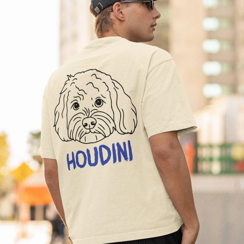 Custom Pet Shirt Custom Dog Portrait T-Shirt Personalized Pet Name Print Tee Cute Paw Graphic Casual Cotton Top for Dog Lovers