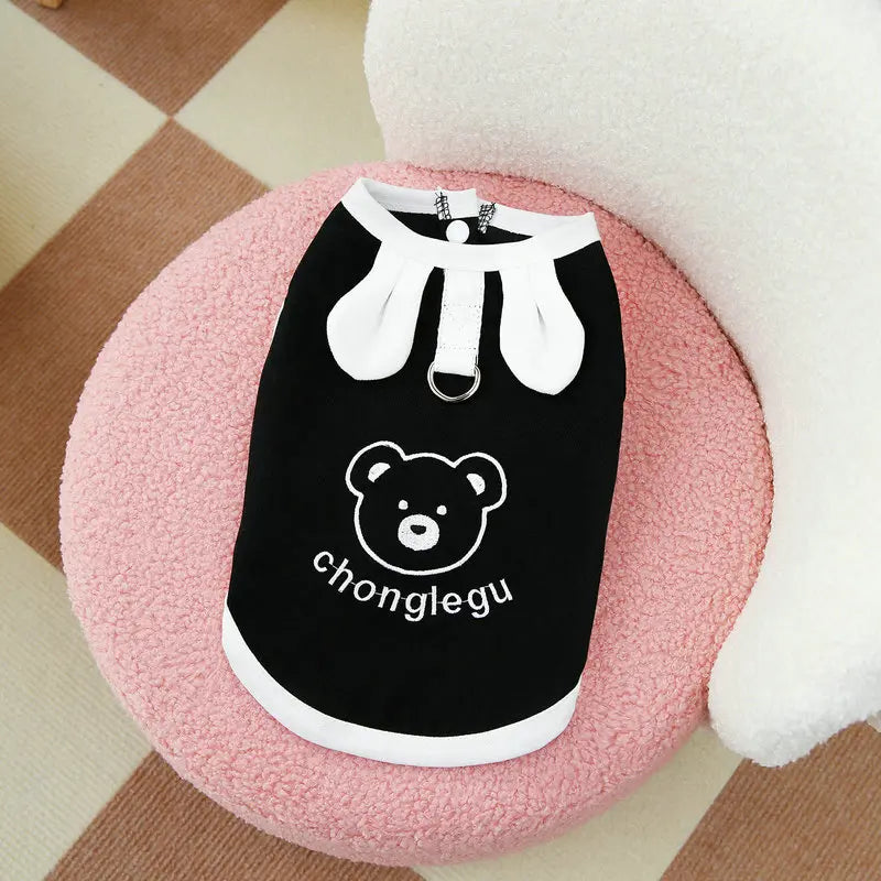 Vest for Dogs Pet Dog Clothes 2026 Cute Bear Print Summer Black White Puppy T-Shirt Dog Clothing Chihuahua Bichon Dog Apparel