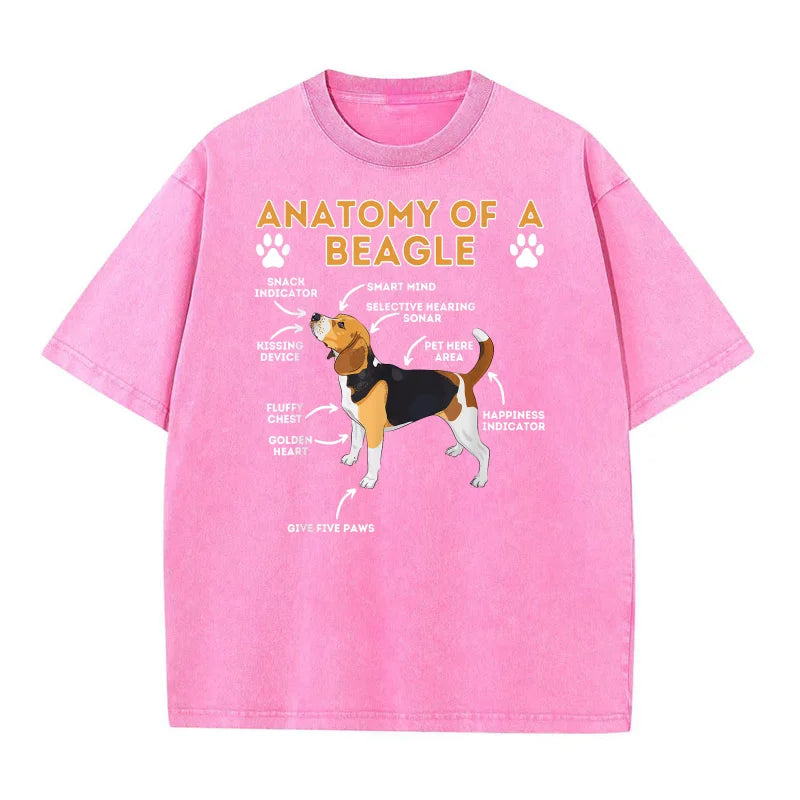 Anatomy Of A Beagle Funny Beagle Dog Lover Pet Owner Pure Cotton T-shirt For Man Oversized Art Graphic Clothing Printed