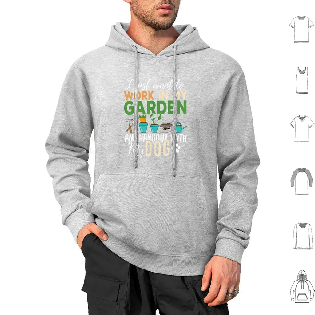 Gardening Dog Lover Gardener Garden Pet Gift Plants Hoodie Cotton Long Sleeve Ice Hockey Hockey Penalty Box Funny Humor