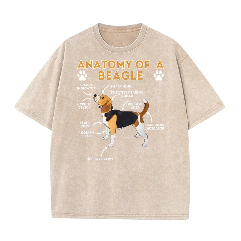 Anatomy Of A Beagle Funny Beagle Dog Lover Pet Owner Pure Cotton T-shirt For Man Oversized Art Graphic Clothing Printed